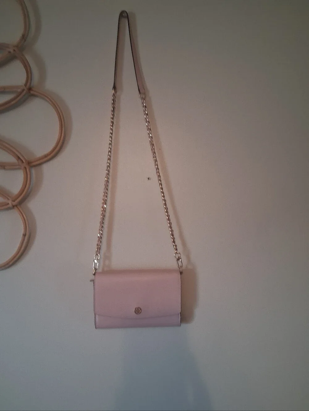Tory Burch Blush Pink Leather Gold Chain Shoulder Wallet
